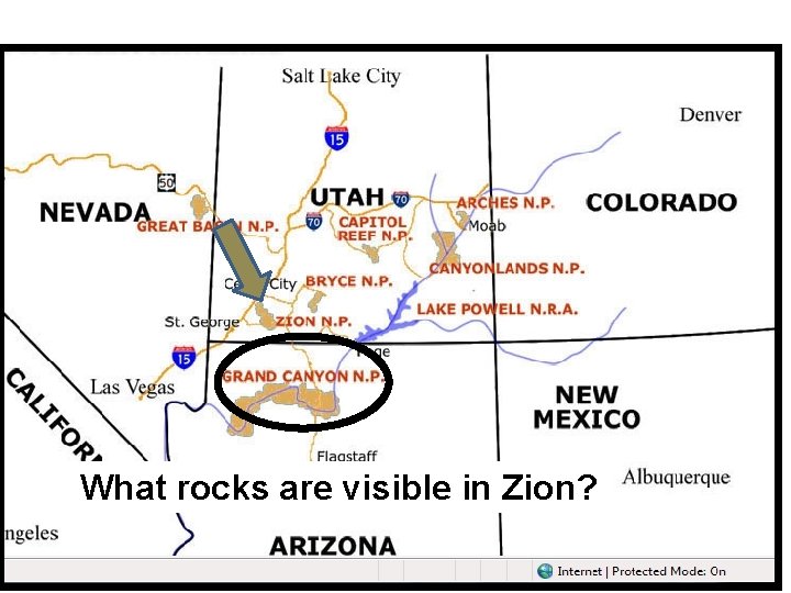 What rocks are visible in Zion? 