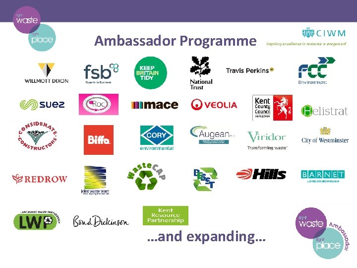 Ambassador Programme …and expanding… Inspiring excellence in resource management 