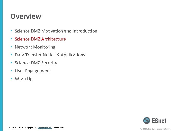 Overview • Science DMZ Motivation and Introduction • Science DMZ Architecture • Network Monitoring