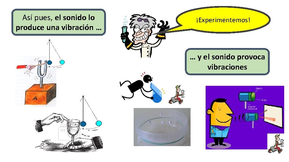 Así pues, el sonido lo produce una vibración … ¡Experimentemos! … y el sonido