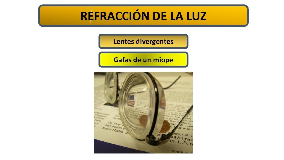 REFRACCIÓN DE LA LUZ Lentes divergentes Gafas de un miope 