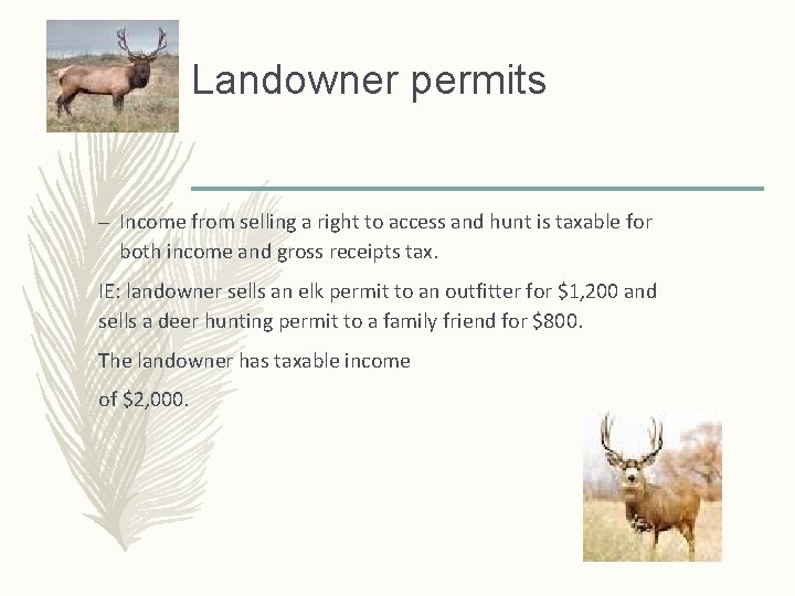 Landowner permits – Income from selling a right to access and hunt is taxable