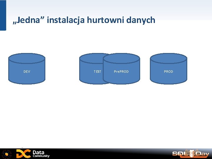 „Jedna” instalacja hurtowni danych DEV TEST Pre. PROD 