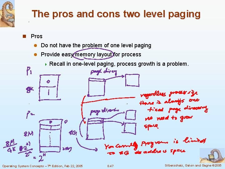 The pros and cons two level paging n Pros l Do not have the