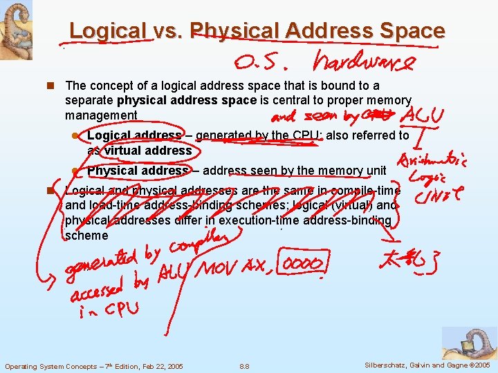 Logical vs. Physical Address Space n The concept of a logical address space that