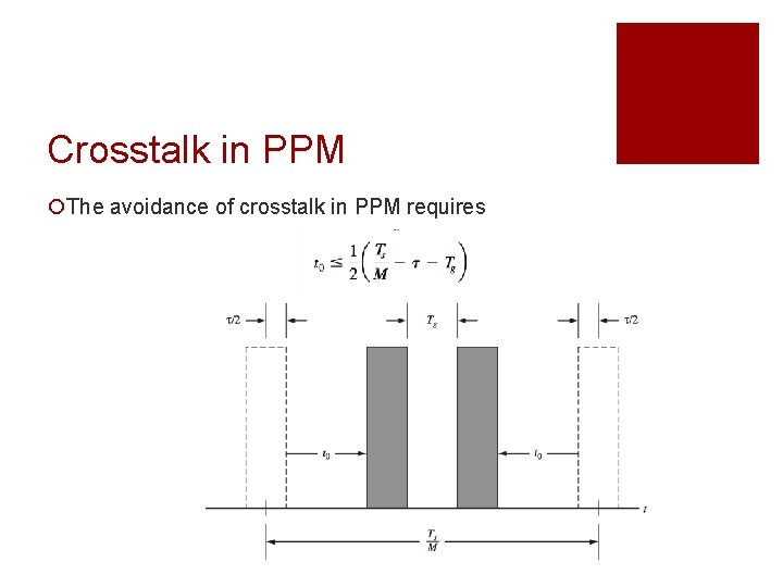 Crosstalk in PPM ¡The avoidance of crosstalk in PPM requires 