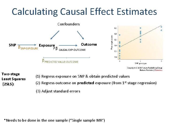 Calculating Causal Effect Estimates Confounders SNP β Exposure SNP-EXPOSURE ? β Outcome CAUSAL EXP-OUTCOME