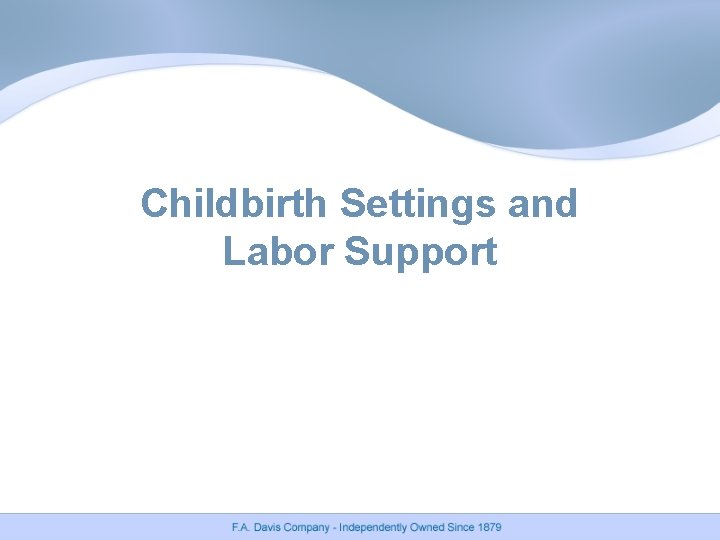 Childbirth Settings and Labor Support Childbirth Settings and Labor Support
