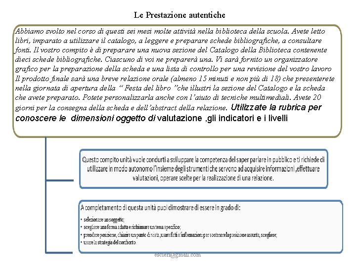 Le Prestazione autentiche Abbiamo svolto nel corso di questi sei mesi molte attività nella