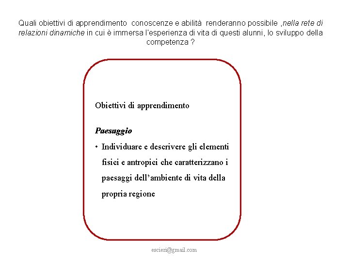 Quali obiettivi di apprendimento conoscenze e abilità renderanno possibile , nella rete di relazioni