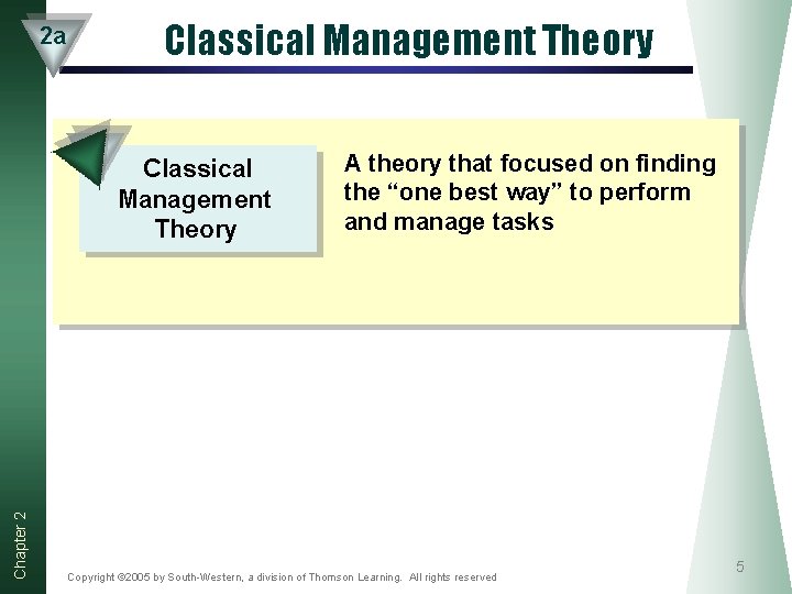 2 a Classical Management Theory Chapter 2 Classical Management Theory A theory that focused