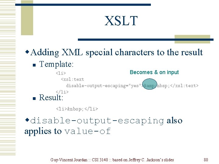 XSLT w. Adding XML special characters to the result n Template: Becomes & on