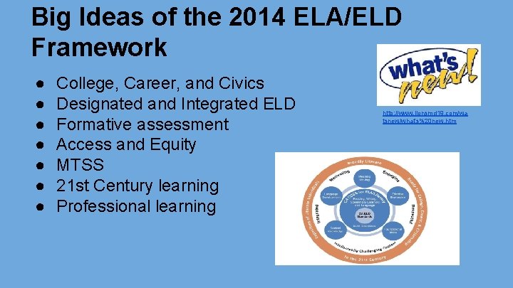 Big Ideas of the 2014 ELA/ELD Framework ● ● ● ● College, Career, and