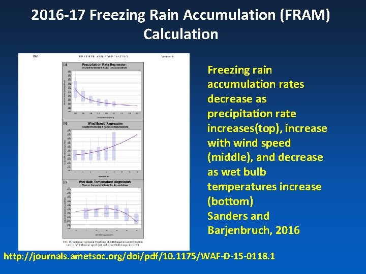 2016 -17 Freezing Rain Accumulation (FRAM) Calculation Freezing rain accumulation rates decrease as precipitation