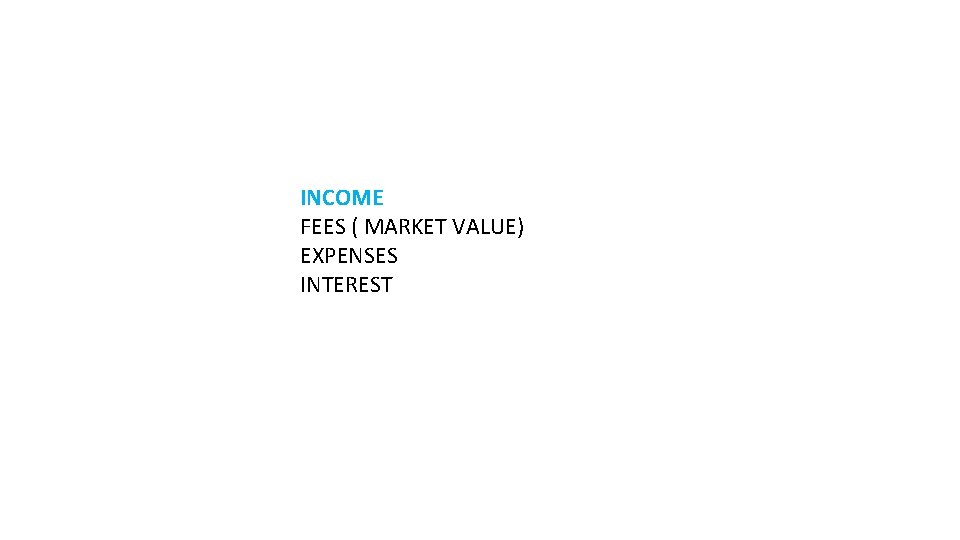 INCOME FEES ( MARKET VALUE) EXPENSES INTEREST 