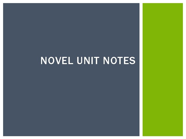 NOVEL UNIT NOTES 