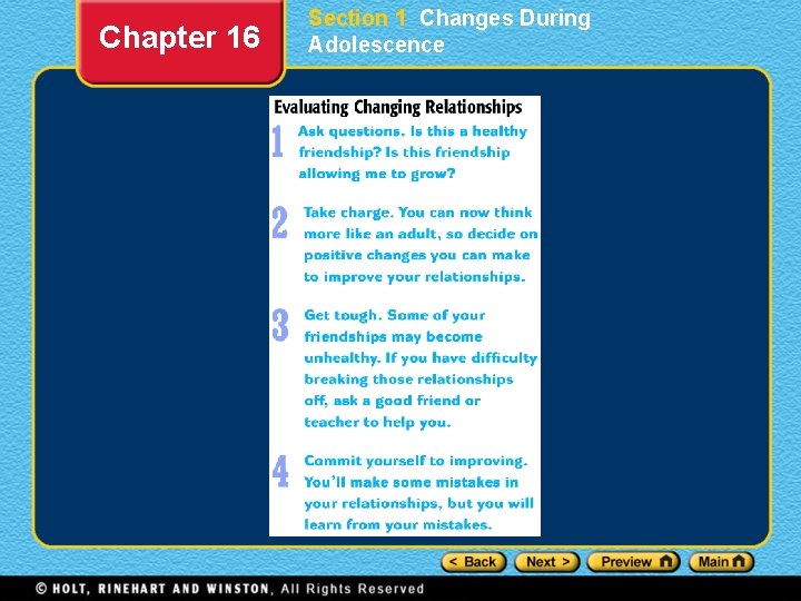 Chapter 16 Section 1 Changes During Adolescence 