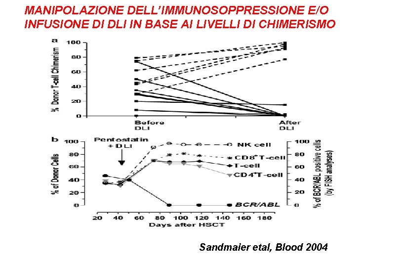 MANIPOLAZIONE DELL’IMMUNOSOPPRESSIONE E/O INFUSIONE DI DLI IN BASE AI LIVELLI DI CHIMERISMO Sandmaier etal, MANIPOLAZIONE DELL’IMMUNOSOPPRESSIONE E/O INFUSIONE DI DLI IN BASE AI LIVELLI DI CHIMERISMO Sandmaier etal,