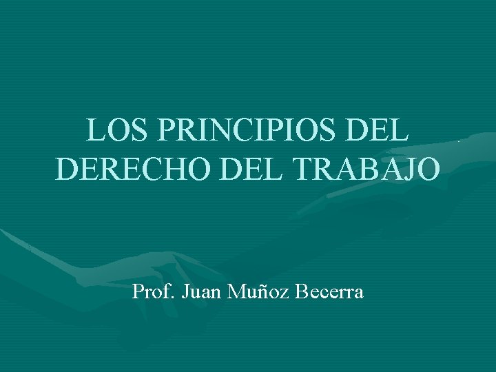 LOS PRINCIPIOS DEL DERECHO DEL TRABAJO Prof. Juan Muñoz Becerra 