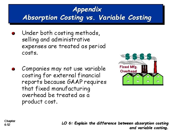 Appendix Absorption Costing vs. Variable Costing Under both costing methods, selling and administrative expenses