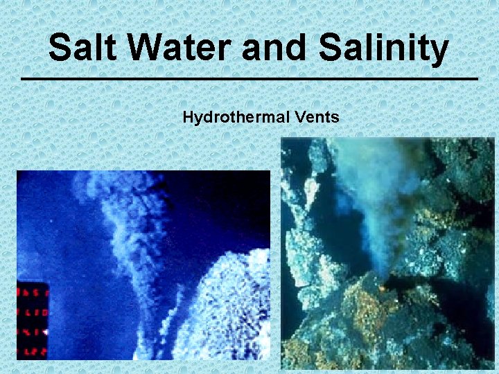 Salt Water and Salinity Hydrothermal Vents 