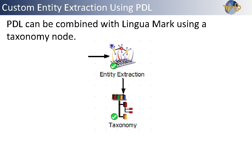 Custom Entity Extraction Using PDL Outline PDL can be combined with Lingua Mark using