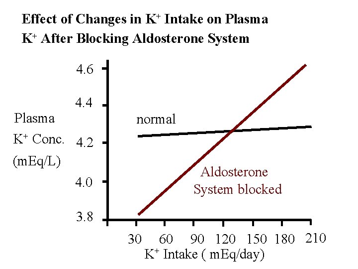 Effect of Changes in K+ Intake on Plasma K+ After Blocking Aldosterone System 4.