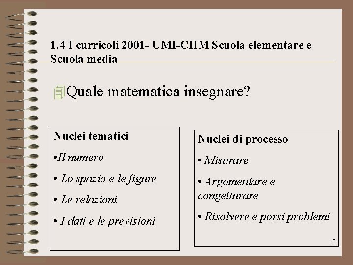 1. 4 I curricoli 2001 - UMI-CIIM Scuola elementare e Scuola media 4 Quale