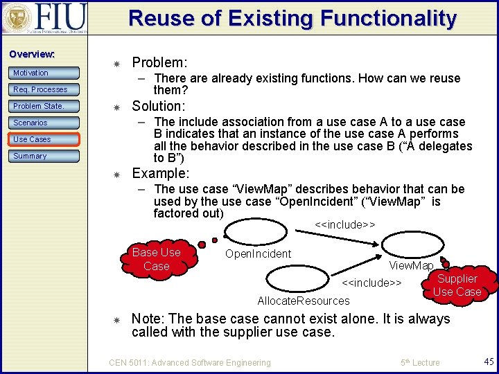 Reuse of Existing Functionality Overview: Motivation – There already existing functions. How can we