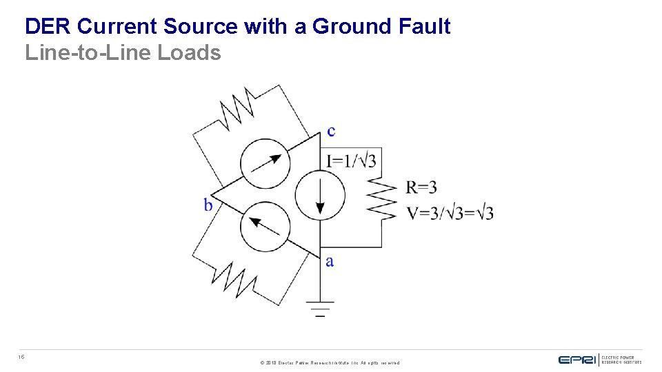 DER Current Source with a Ground Fault Line-to-Line Loads 15 © 2018 Electric Power