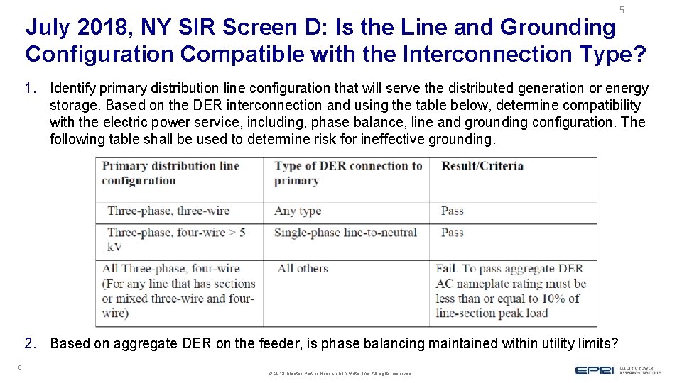 5 July 2018, NY SIR Screen D: Is the Line and Grounding Configuration Compatible