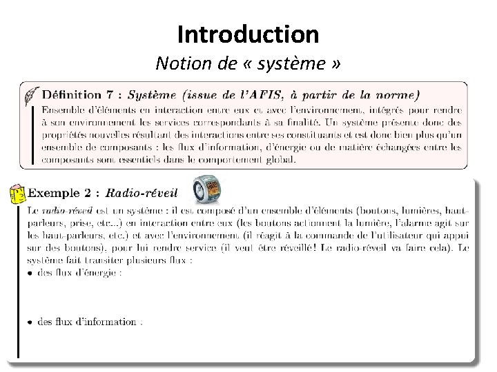 Introduction Notion de « système » 