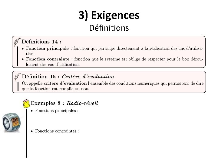 3) Exigences Définitions 