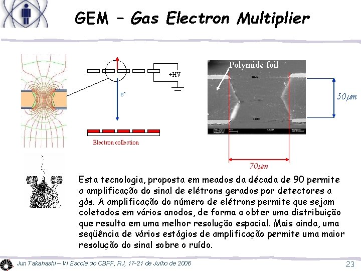 GEM – Gas Electron Multiplier Polymide foil +HV e- 50 mm Electron collection 70