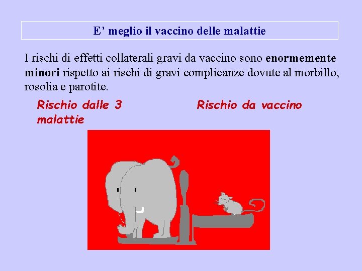 E’ meglio il vaccino delle malattie I rischi di effetti collaterali gravi da vaccino