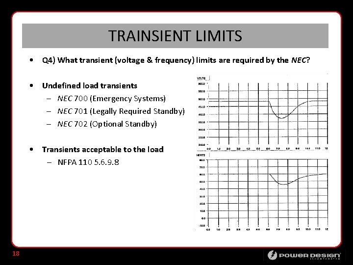 TRAINSIENT LIMITS • Q 4) What transient (voltage & frequency) limits are required by