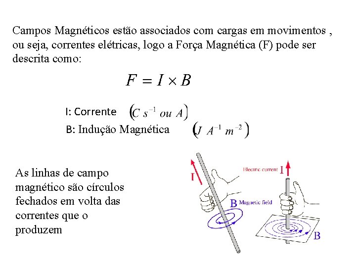 Campos Magnéticos estão associados com cargas em movimentos , ou seja, correntes elétricas, logo