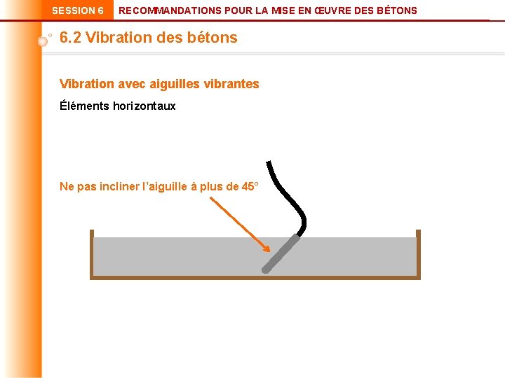 SESSION 6 RECOMMANDATIONS POUR LA MISE EN ŒUVRE DES BÉTONS 6. 2 Vibration des