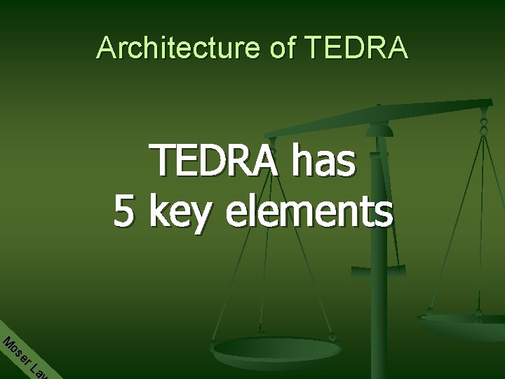 Architecture of TEDRA has 5 key elements M aw L er os 