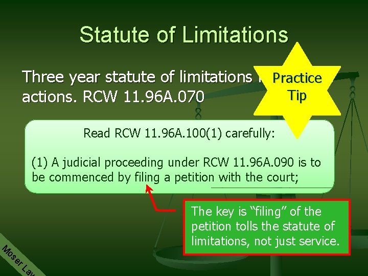 Statute of Limitations Three year statute of limitations for. Practice TEDRA Tip actions. RCW