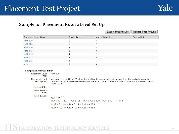 Placement Test Project Sample for Placement Rubric Level Set Up 6 