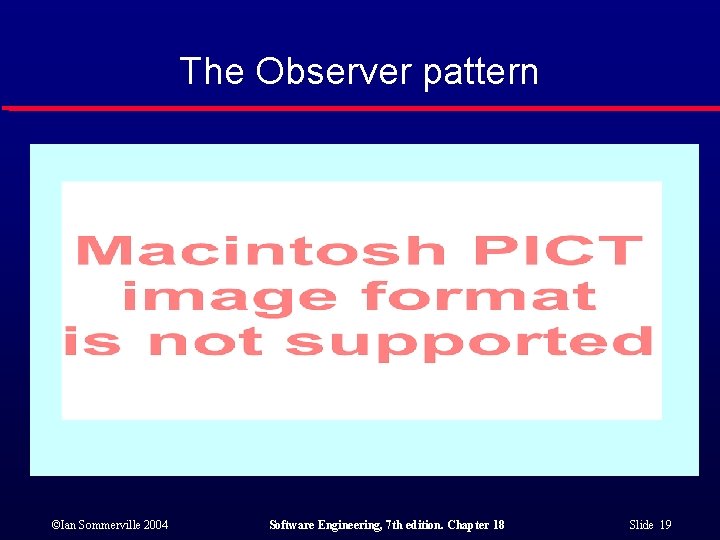 The Observer pattern ©Ian Sommerville 2004 Software Engineering, 7 th edition. Chapter 18 Slide