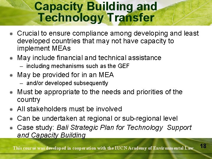 Capacity Building and Technology Transfer Crucial to ensure compliance among developing and least developed