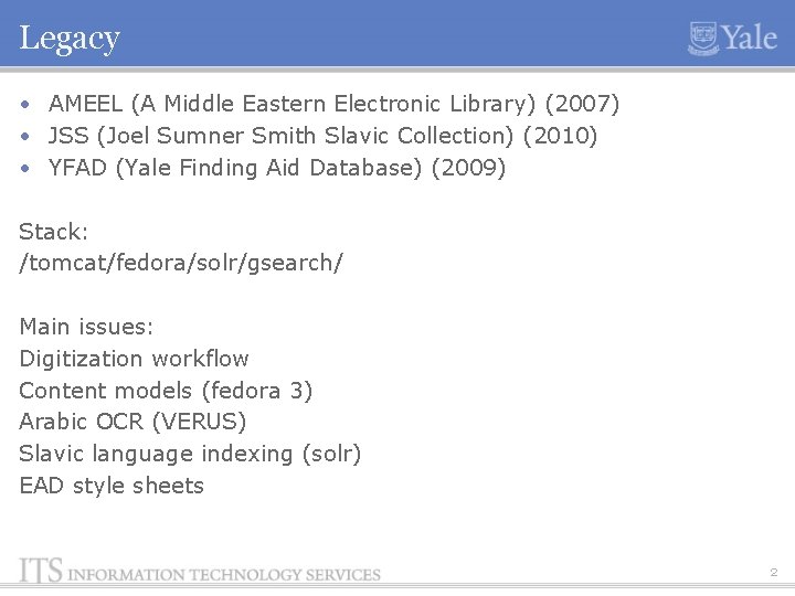 Legacy • AMEEL (A Middle Eastern Electronic Library) (2007) • JSS (Joel Sumner Smith