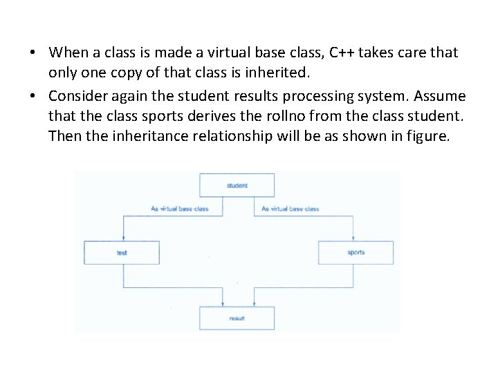  • When a class is made a virtual base class, C++ takes care