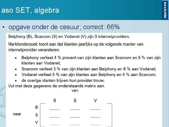 aso SET, algebra • opgave onder de cesuur; correct: 66% 