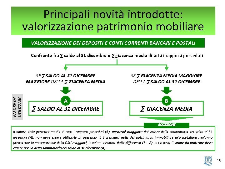 Principali novità introdotte: valorizzazione patrimonio mobiliare VALORIZZAZIONE DEI DEPOSITI E CONTI CORRENTI BANCARI E Principali novità introdotte: valorizzazione patrimonio mobiliare VALORIZZAZIONE DEI DEPOSITI E CONTI CORRENTI BANCARI E