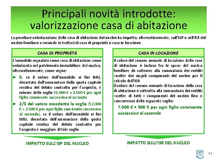 Principali novità introdotte: valorizzazione casa di abitazione La peculiare valorizzazione della casa di abitazione Principali novità introdotte: valorizzazione casa di abitazione La peculiare valorizzazione della casa di abitazione