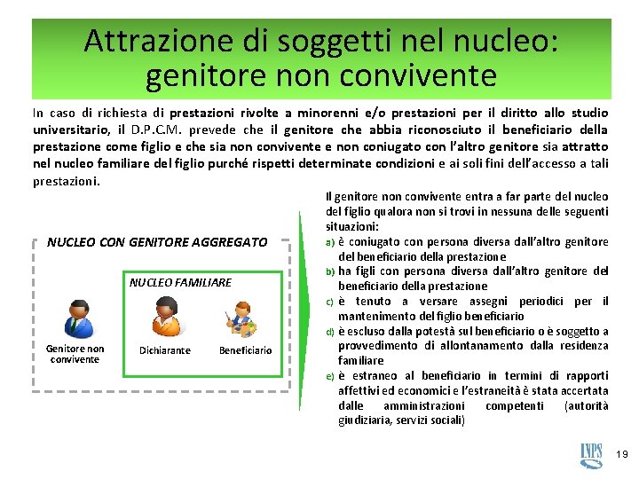 Attrazione di soggetti nel nucleo: genitore non convivente In caso di richiesta di prestazioni Attrazione di soggetti nel nucleo: genitore non convivente In caso di richiesta di prestazioni
