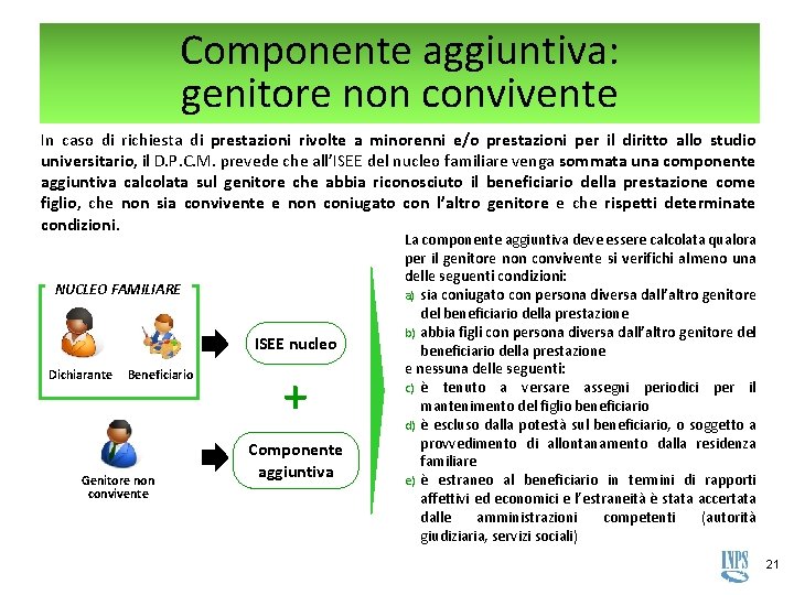 Componente aggiuntiva: genitore non convivente In caso di richiesta di prestazioni rivolte a minorenni Componente aggiuntiva: genitore non convivente In caso di richiesta di prestazioni rivolte a minorenni